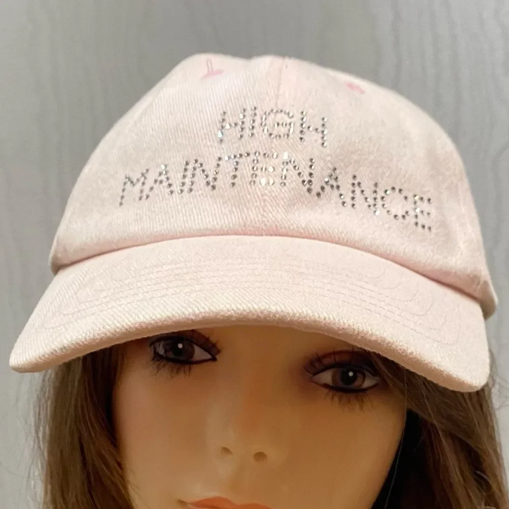 Christine Alexander High Maintenance Rhinestone Cap Pale Pink Strap Back OSFA